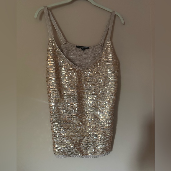 Boston Proper Tops - Boston Proper Sequin Gold Tank